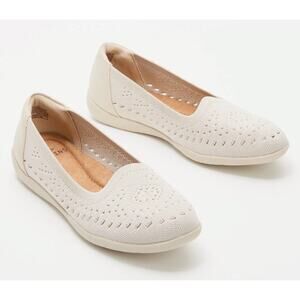 Earth Origins Openwork Knit Slip-Ons - Faye 7.5 Wide Sand White